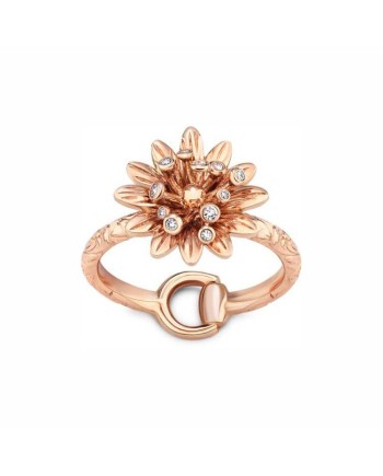 Anello Gucci Flora in Oro Rosa con Fiore e Diamanti