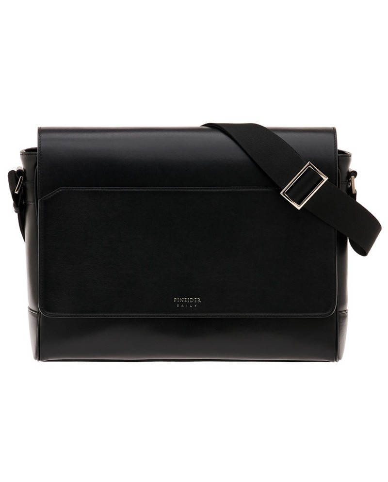 Porte-documents Pineider Daily Messenger en Cuir Lisse Noir