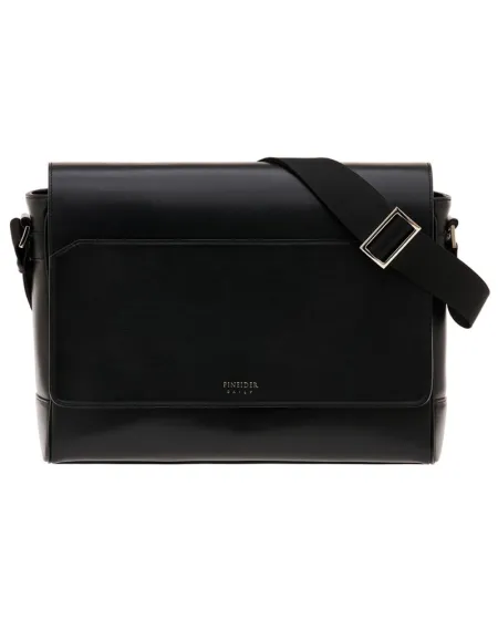 Cartella Messenger Pineider Daily in Pelle Nera Liscia