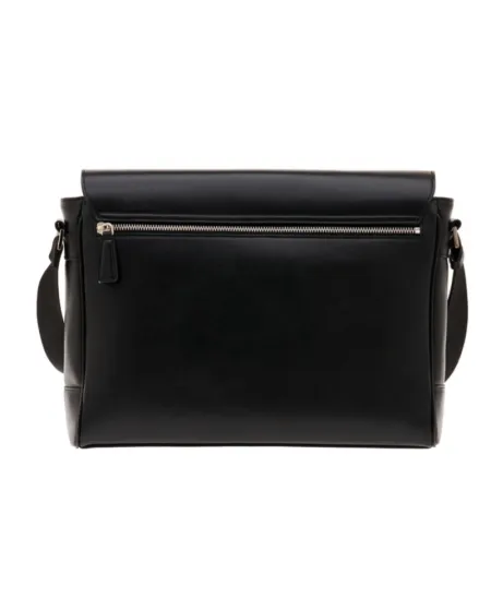 Cartella Messenger Pineider Daily in Pelle Nera Liscia
