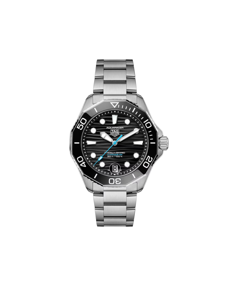 Tag Heuer Aquaracer 300 Professional Date Black Watch with Steel Strap