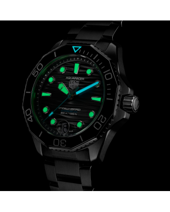 Tag Heuer Aquaracer 300 Professional Date Black Watch with Steel Strap