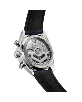 Cronografo Automatico Tag Heuer Carrera Glassbox Blu con Cinturino in Pelle