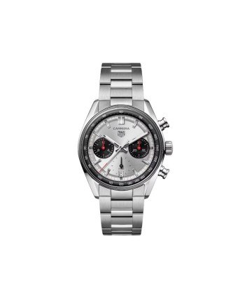 Tag Heuer Carrera Glassbox Chronographe Automatique Argent avec Bracelet en Acier