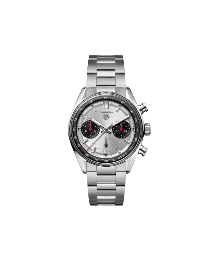 Tag Heuer Carrera Glassbox Chronographe Automatique Argent avec Bracelet en Acier