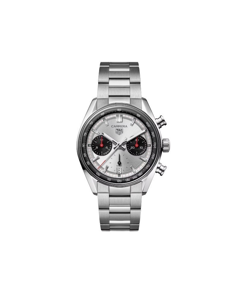 Cronografo Automatico Tag Heuer Carrera Glassbox Argento con Cinturino in Acciaio