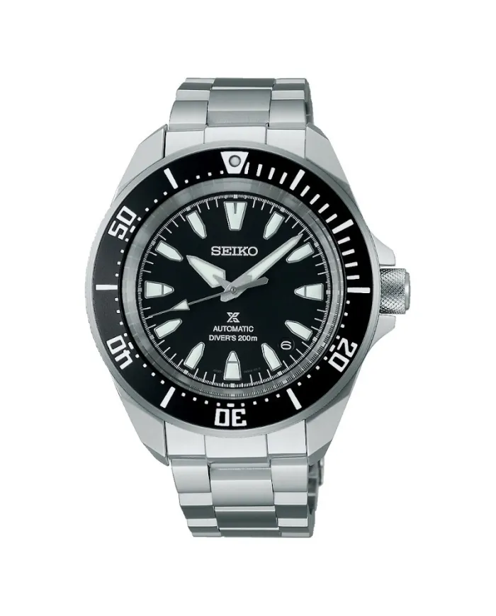 Montre Seiko Prospex Samurai Diver's 200M avec cadran noir et bracelet en acier