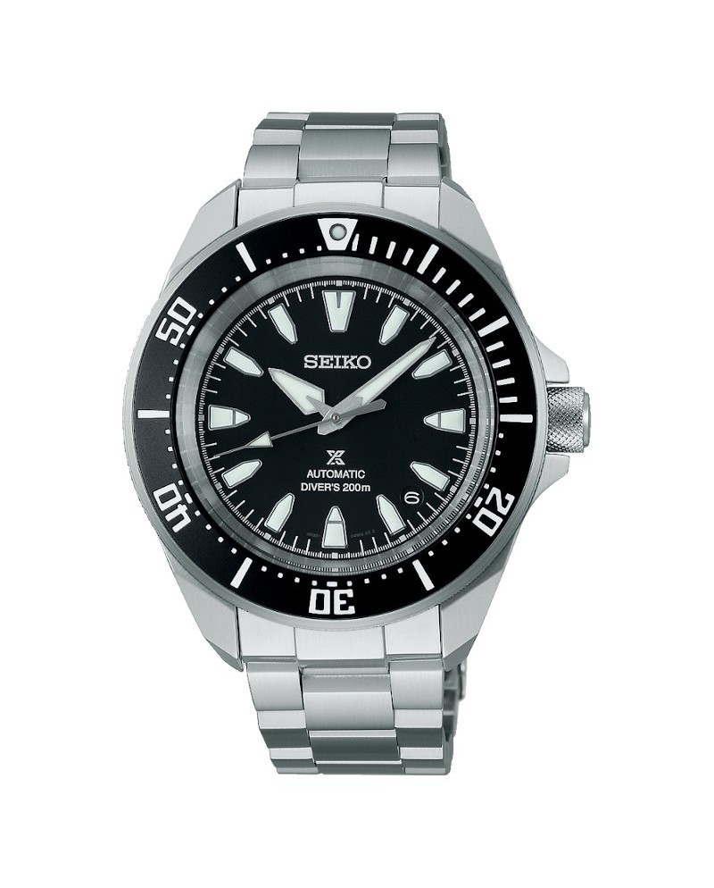 Seiko Prospex Samurai Diver's 200M Black Dial Steel Strap Watch