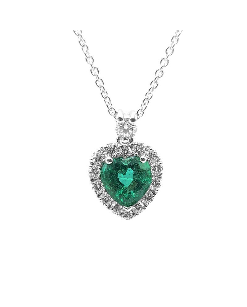 Crivelli Choker in White Gold with Diamonds and Emerald Heart