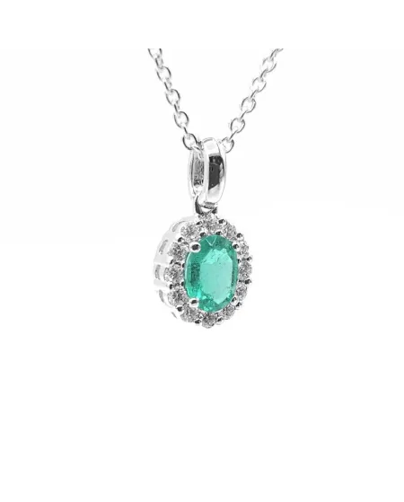 Crivelli Choker in White Gold with Diamonds and Emerald