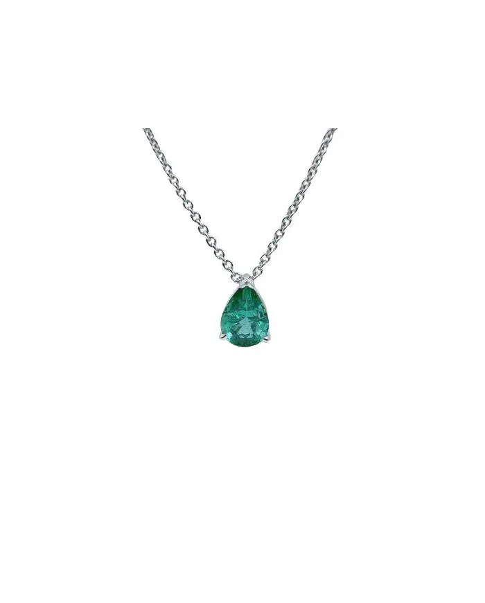 Crivelli Necklace in White Gold Emerald Drop