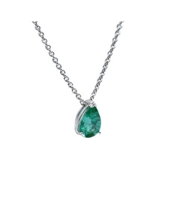 Collier Crivelli en or blanc goutte émeraude