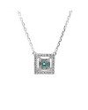 Collier ras de cou Crivelli en or blanc avec pavé de diamants et émeraude