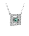 Collier ras de cou Crivelli en or blanc avec pavé de diamants et émeraude