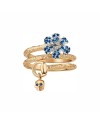 Anello Gucci Flora con Teschio in Oro Rosa e Bianco e Fiore in Diamanti e Zaffiri Blu