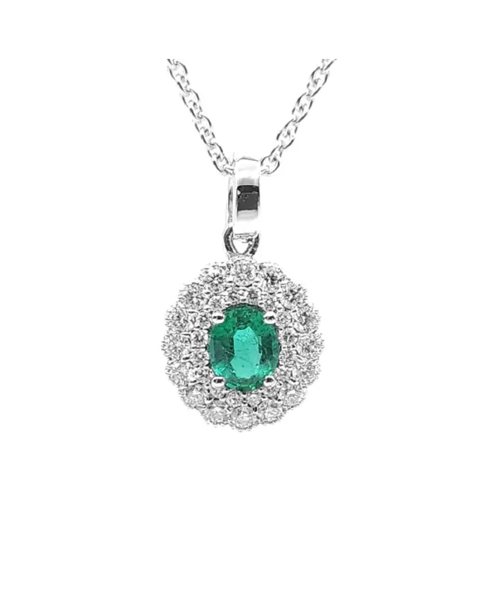 Crivelli Choker in White Gold with Diamonds and Emerald