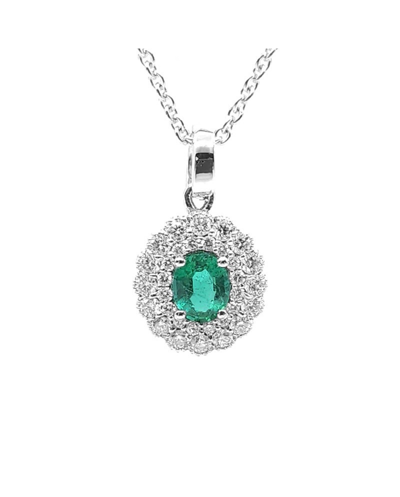 Crivelli Choker in White Gold with Diamonds and Emerald