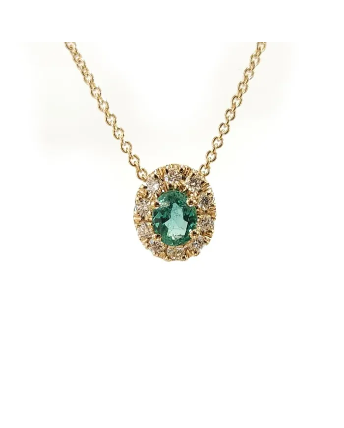 Crivelli Choker in Rose Gold with Diamonds and Emerald