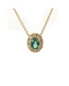 Collier ras du cou Crivelli en or rose avec diamants et émeraude