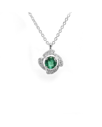 Crivelli Choker in White Gold with Diamonds and Emerald
