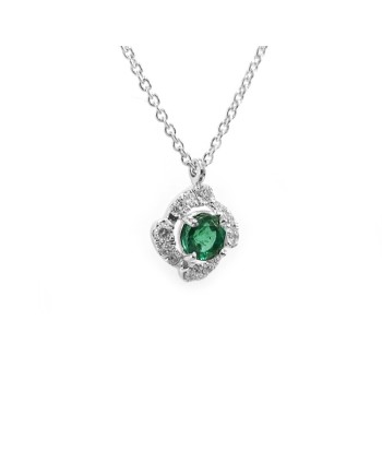 Crivelli Choker in White Gold with Diamonds and Emerald