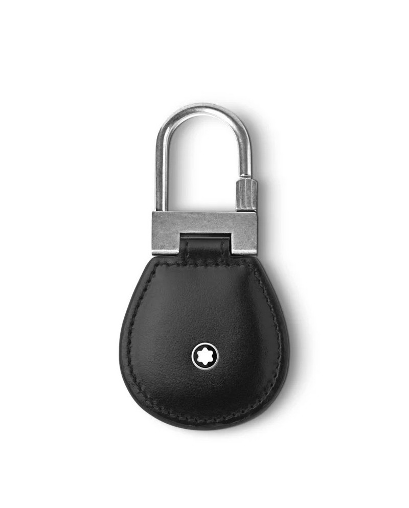 Porte-clés Montblanc Meisterstück en cuir noir avec acier effet vintage