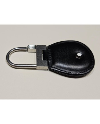 Montblanc Meisterstück Keyring in Black Leather with Vintage Effect Steel
