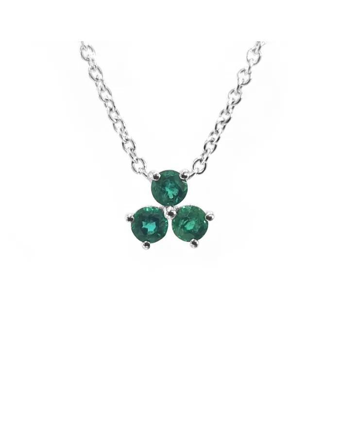 Collier Crivelli en or blanc avec émeraudes