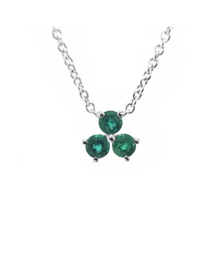 Collier Crivelli en or blanc avec émeraudes