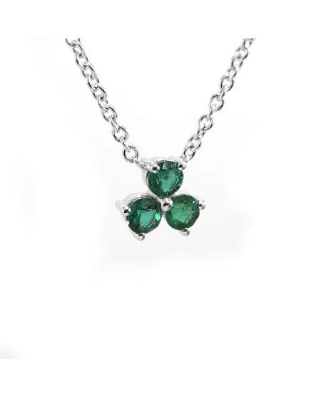 Collier Crivelli en or blanc avec émeraudes