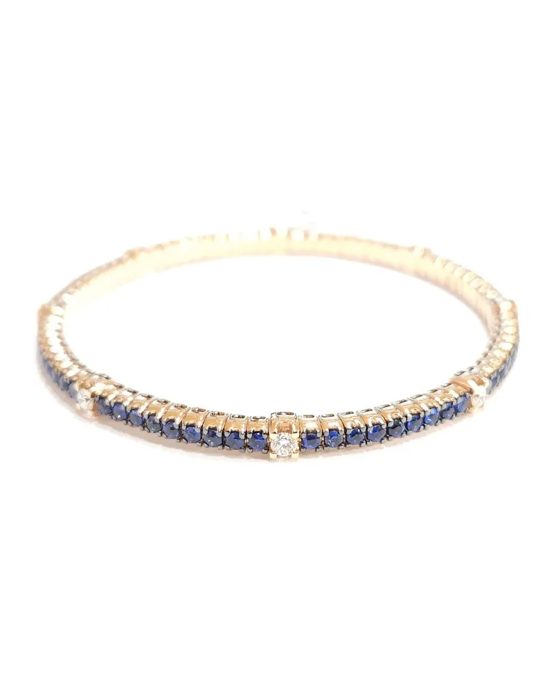 Bracciale Tennis Elastico Crivelli in Oro Rosa con Diamanti e Zaffiri