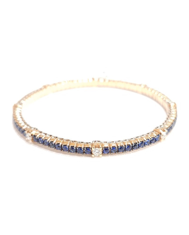 Crivelli Elastic Tennis Bracelet in Rose Gold with Diamonds and Sapphires