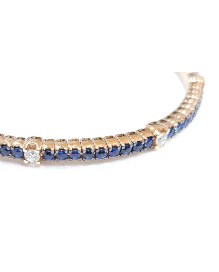 Bracciale Tennis Elastico Crivelli in Oro Rosa con Diamanti e Zaffiri