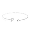 Rigid Open Crivelli Bracelet in White Gold Letter "P" with Diamonds and Heart