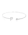 Rigid Open Crivelli Bracelet in White Gold Letter "P" with Diamonds and Heart