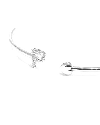 Bracelet Crivelli Rigide Ouvert en Or Blanc Lettre "P" avec Diamants et Coeur