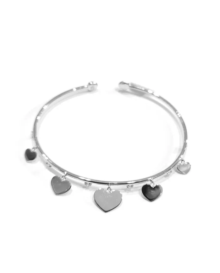 Bracciale Crivelli in Oro Bianco con Cuori e Diamanti