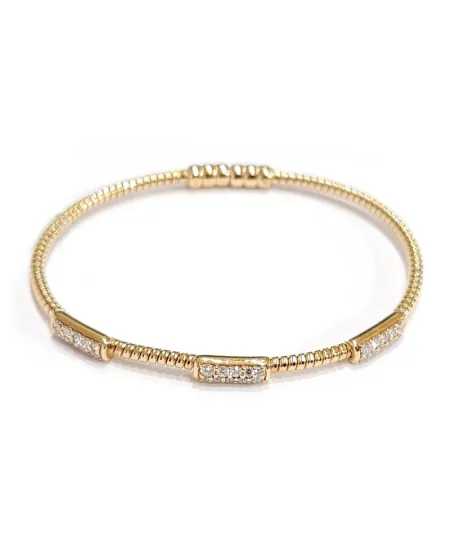 Bracelet rigide Crivelli en or rose avec pavé de diamants