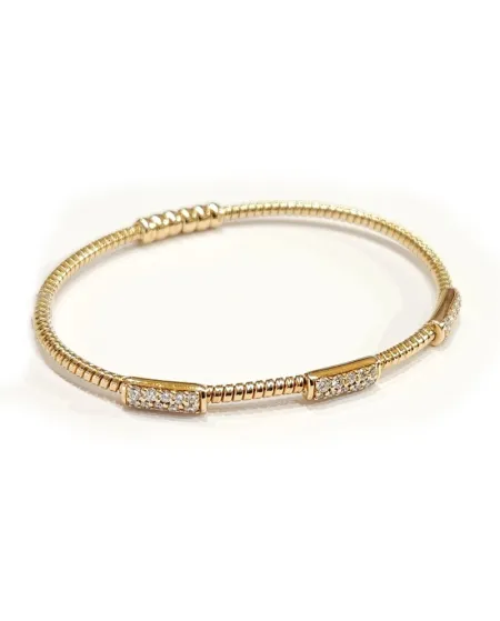 Bracelet rigide Crivelli en or rose avec pavé de diamants