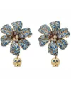 Orecchini Gucci Flora in Oro Giallo con Fiore e Teschio Pendente, Diamanti e Zaffiri Blu