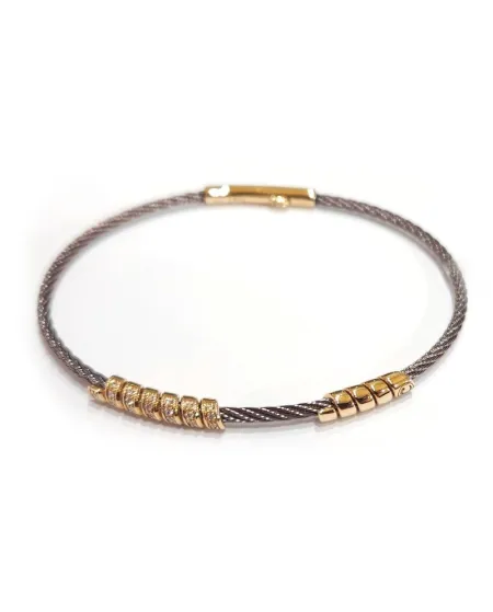Bracelet Crivelli pour homme en or rose et acier avec diamants blancs