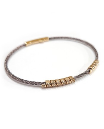 Crivelli Men's Bracelet in Rose Gold and Steel with White Diamonds