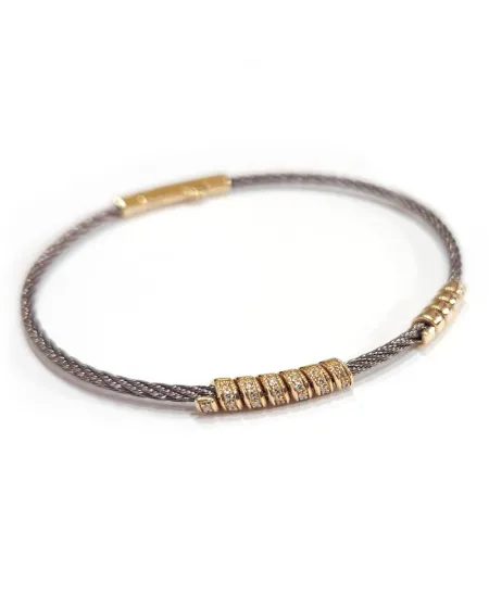 Bracelet Crivelli pour homme en or rose et acier avec diamants blancs