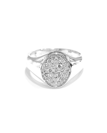 Anello da Mignolo Crivelli in Oro Bianco con Pavé di Diamanti