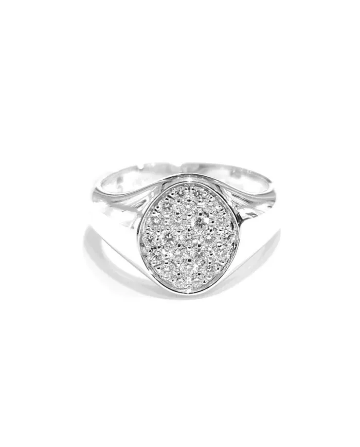 Crivelli Pinky Ring in White Gold with Pavé Diamonds