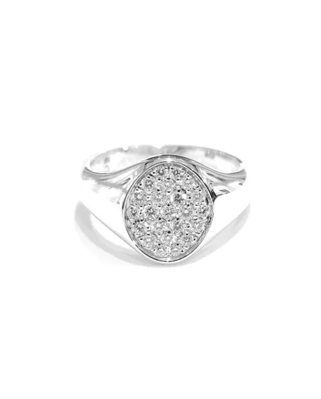 Bague Crivelli Pinky en or blanc avec pavé de diamants
