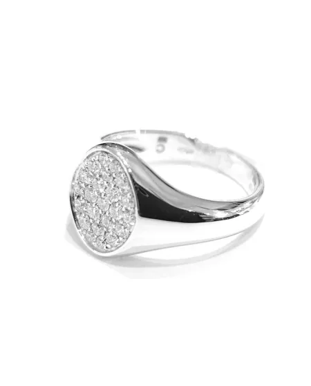 Crivelli Pinky Ring in White Gold with Pavé Diamonds