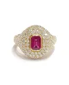 Bague Crivelli Pinky Chevalier en or rose avec diamants et rubis