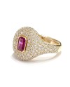 Bague Crivelli Pinky Chevalier en or rose avec diamants et rubis
