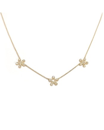 Collier ras du cou Crivelli en or rose avec fleurs et diamants